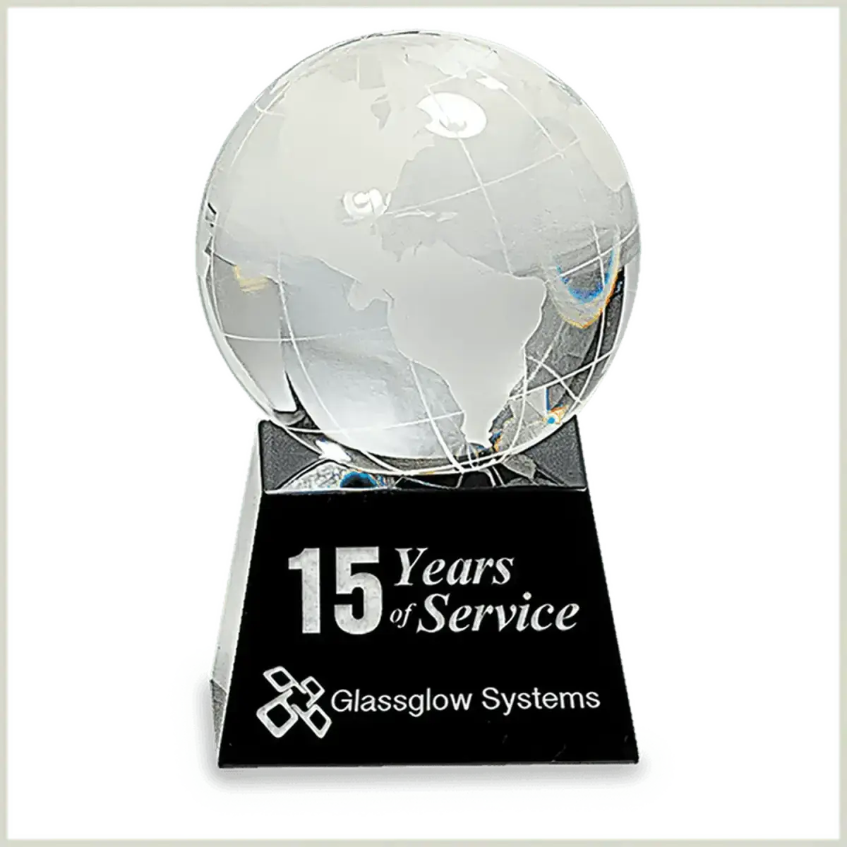 Laser Etched Crystal Globe Awards, Paperweights and Gifts Paperweight / Clear Globe/Flat Bottom / 3"