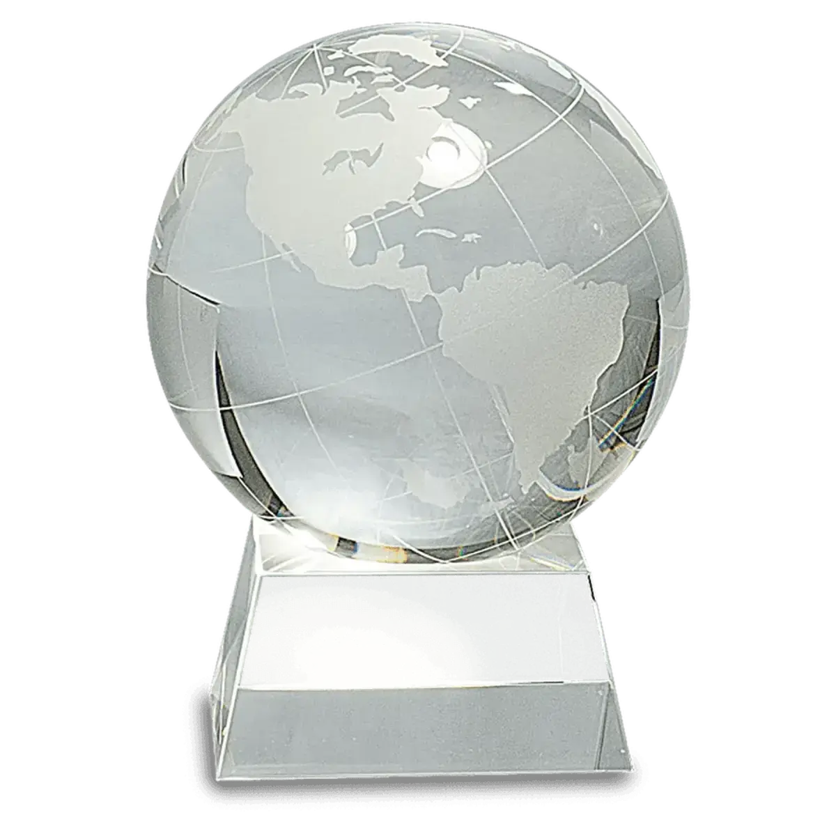 Laser Etched Crystal Globe Awards, Paperweights and Gifts Paperweight / Clear Globe/Flat Bottom / 3"