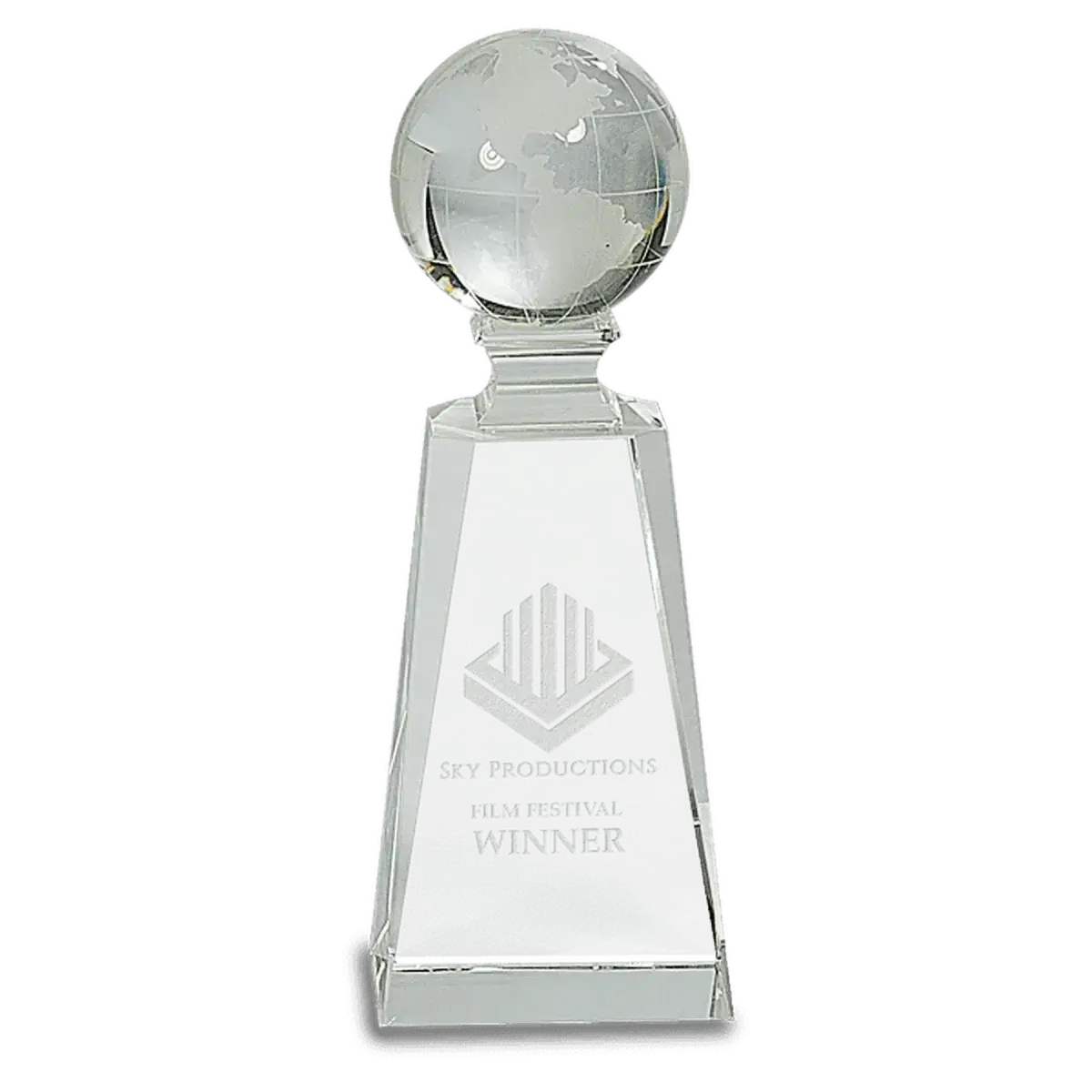 Laser Etched Crystal Globe Awards, Paperweights and Gifts Paperweight / Clear Globe/Flat Bottom / 3"