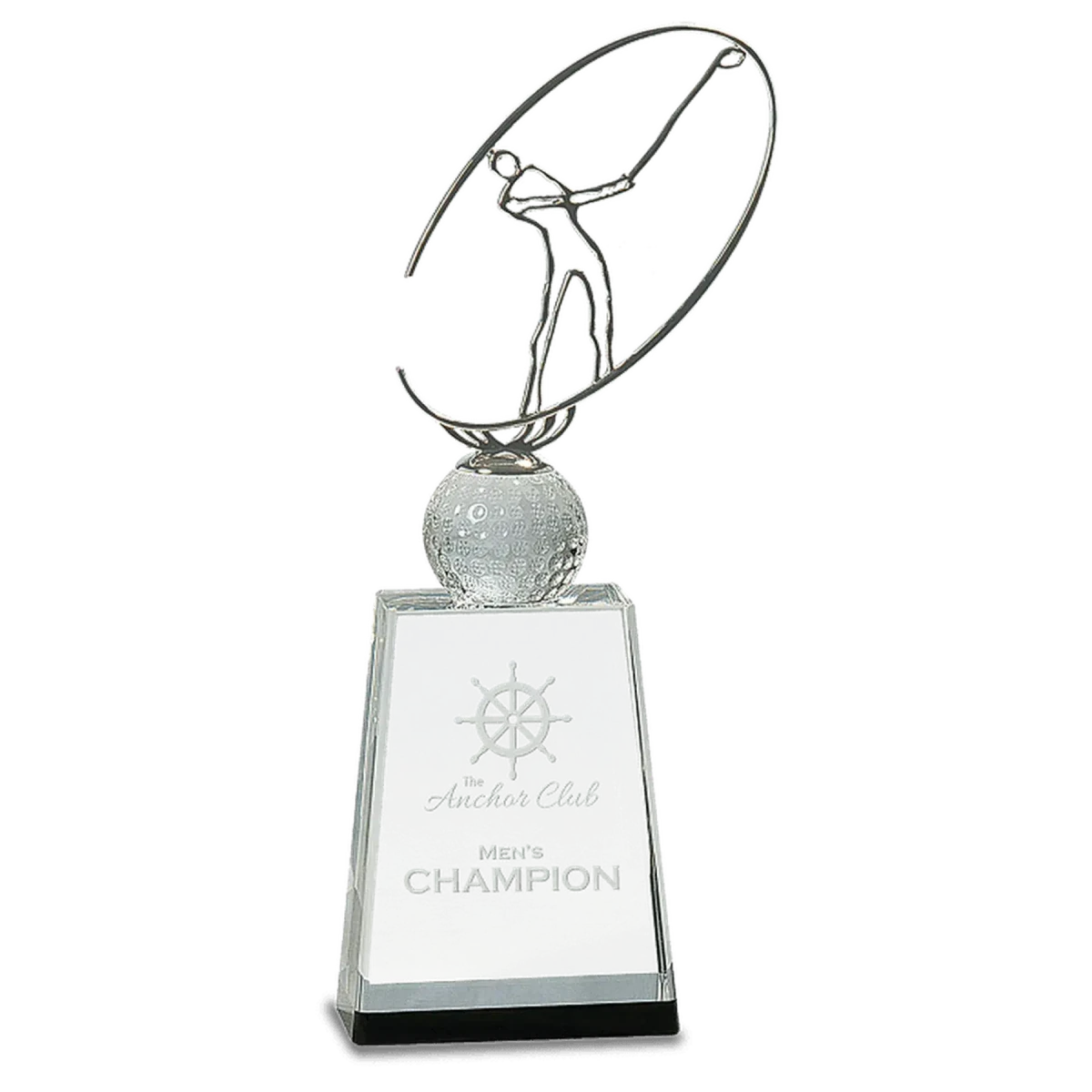 Crystal Golf Awards – Premium Recognition Trophies - 3D Etched Golf Green Scene on Crystal Tablet