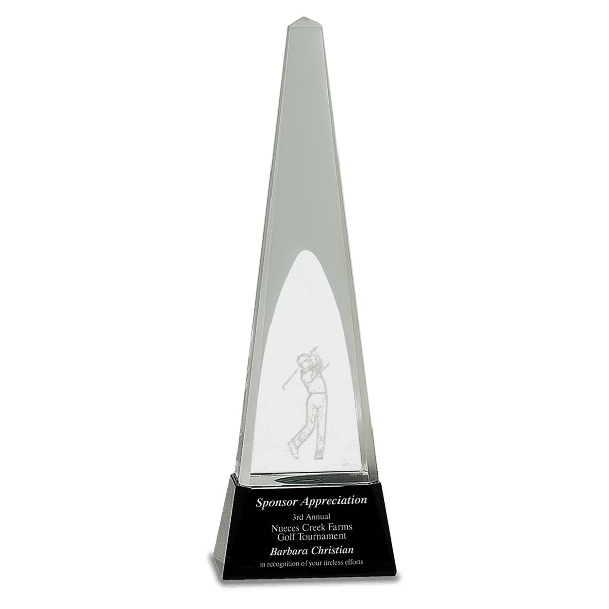 Crystal Golf Awards – Premium Recognition Trophies - 3D Etched Golf Green Scene on Crystal Tablet