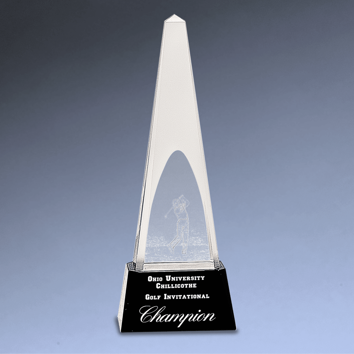 Crystal Golf Awards – Premium Recognition Trophies - Clear Crystal 3D Golf Spire