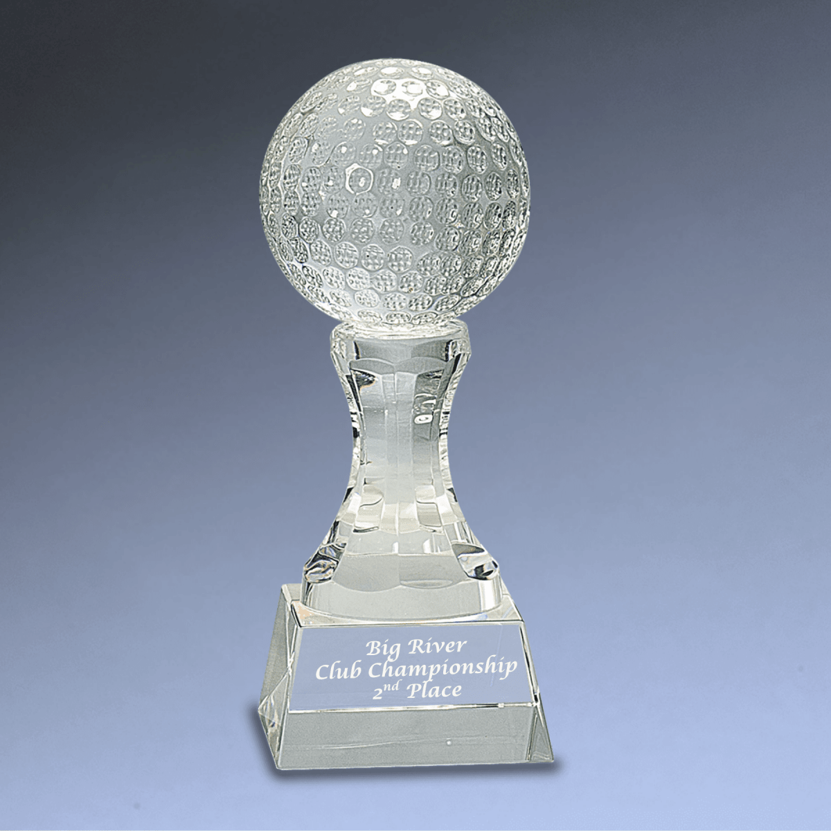 Crystal Golf Awards – Premium Recognition Trophies - Crystal Golf Ball and Tee on Pedestal Base
