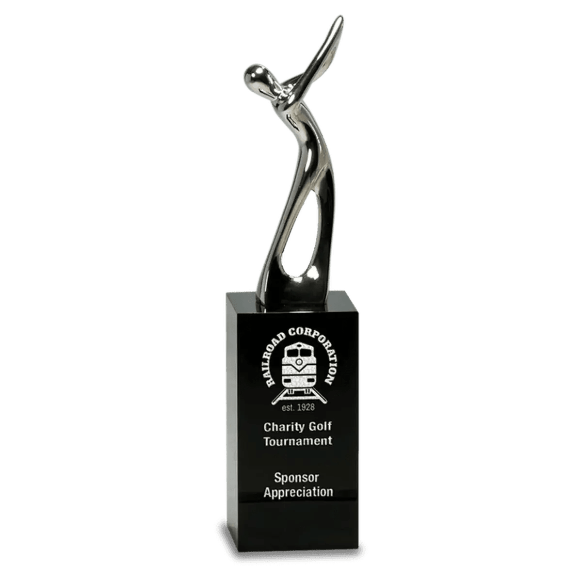 Crystal Golf Awards – Premium Recognition Trophies - 3D Etched Golf Green Scene on Crystal Tablet