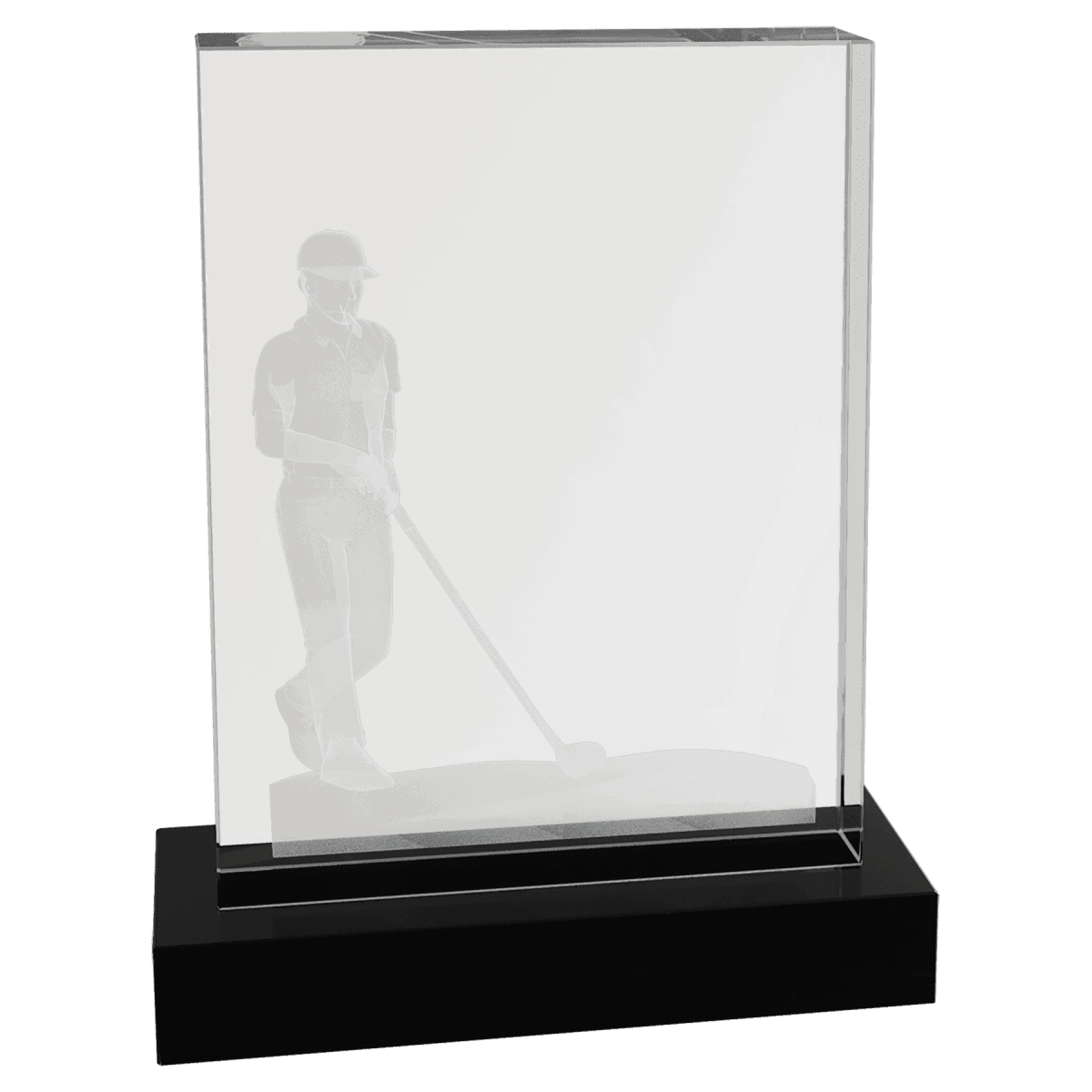 Crystal Golf Awards – Premium Recognition Trophies - 3D Etched Golf Green Scene on Crystal Tablet