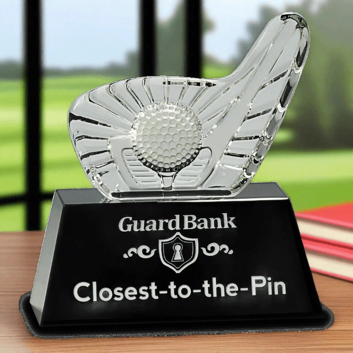 Crystal Golf Awards – Premium Recognition Trophies - 3D Etched Golf Green Scene on Crystal Tablet