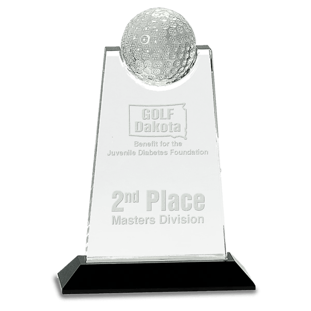 Crystal Golf Awards – Premium Recognition Trophies - 3D Etched Golf Green Scene on Crystal Tablet