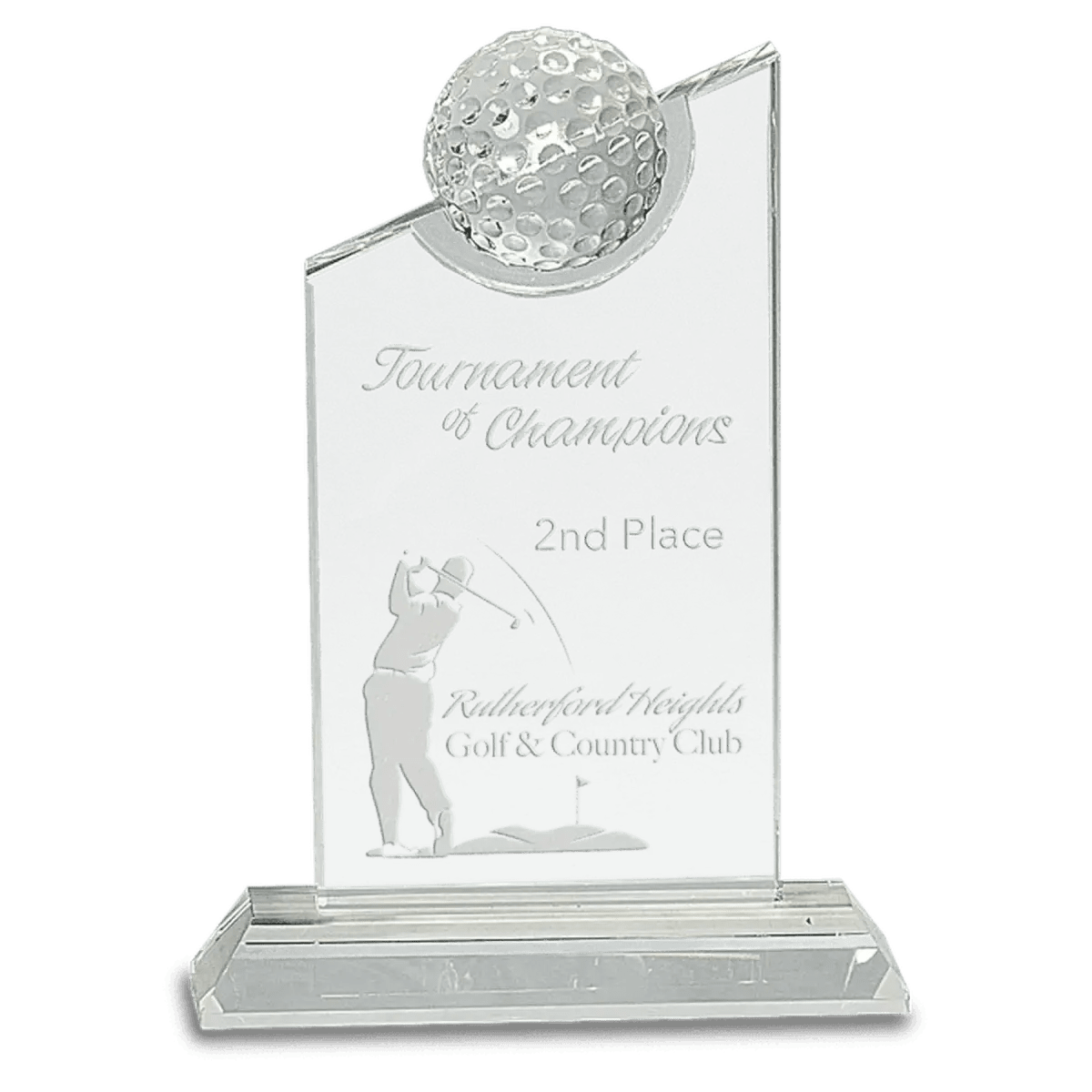 Crystal Golf Awards – Premium Recognition Trophies - 3D Etched Golf Green Scene on Crystal Tablet