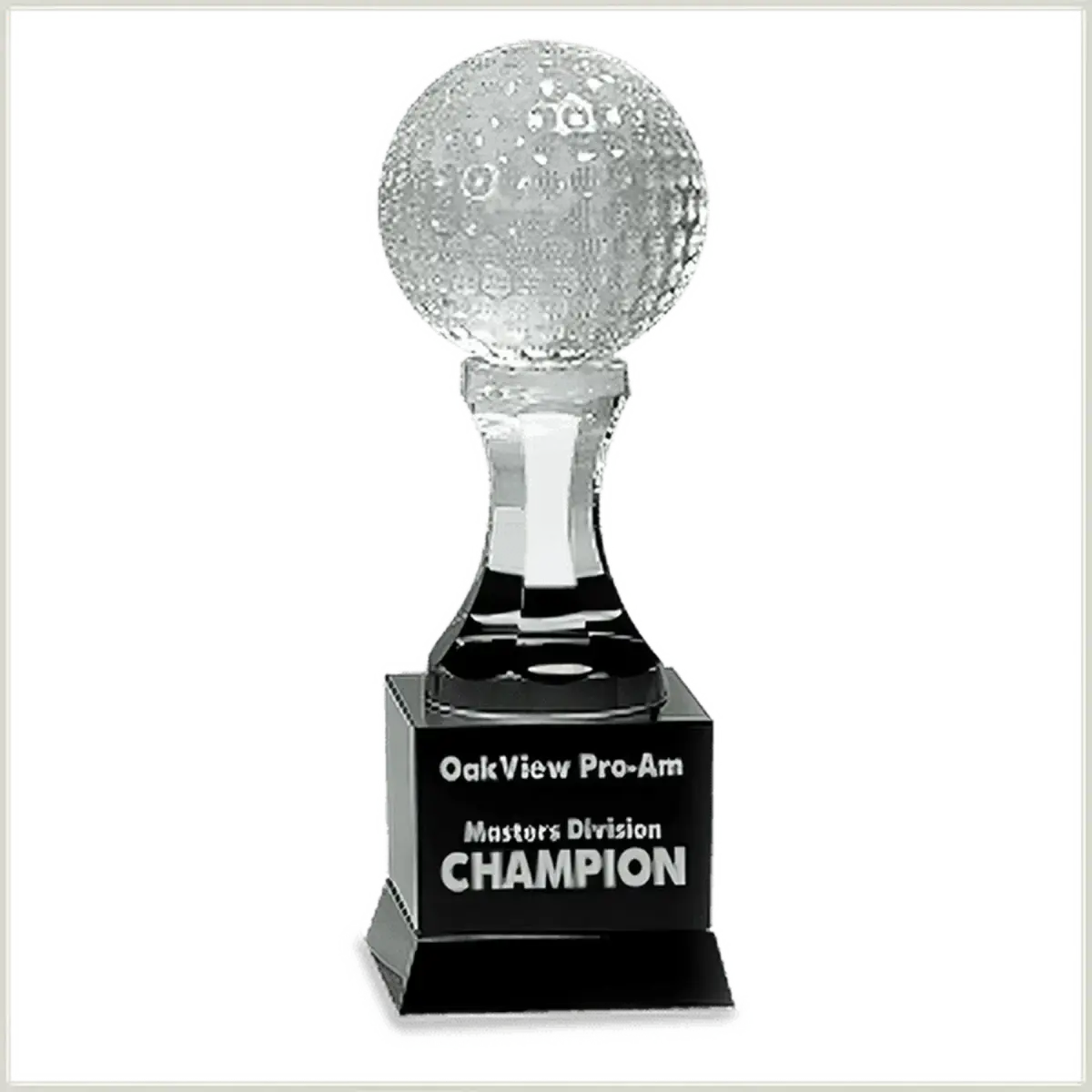Crystal Golf Awards – Premium Recognition Trophies Crystal Golf Ball and Tee on Pedestal Base / 3"(L) x 9"(H) / Black