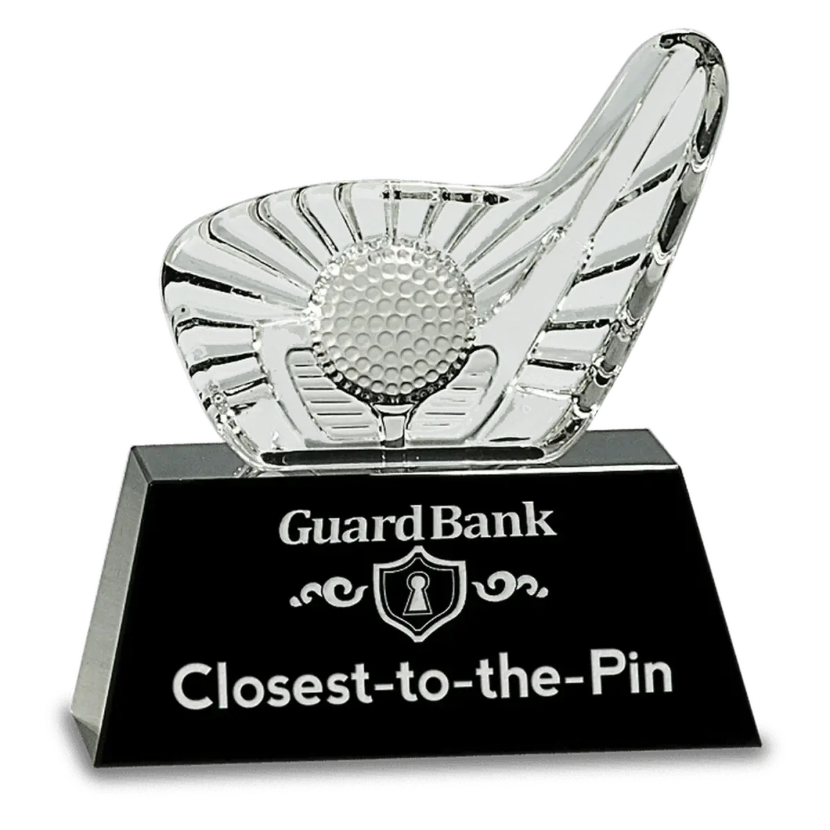 Crystal Golf Awards – Premium Recognition Trophies Golf Club and Ball - Detailed / 5 1/2"(W) x 6"(H) / Black