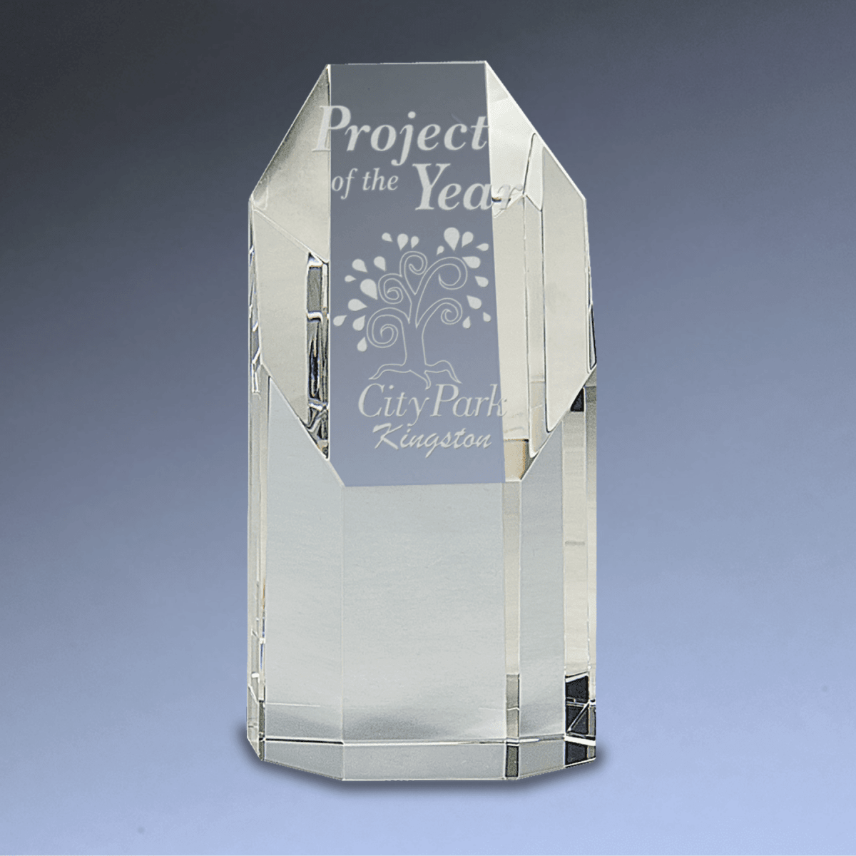 Crystal Octagon Tower Awards with Custom Engraving - 6 1/4"