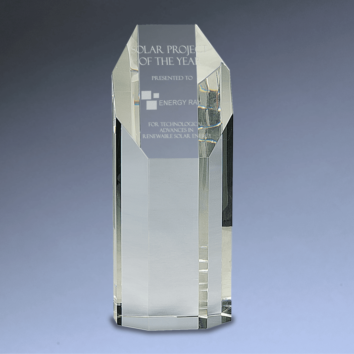 Crystal Octagon Tower Awards with Custom Engraving - 8"