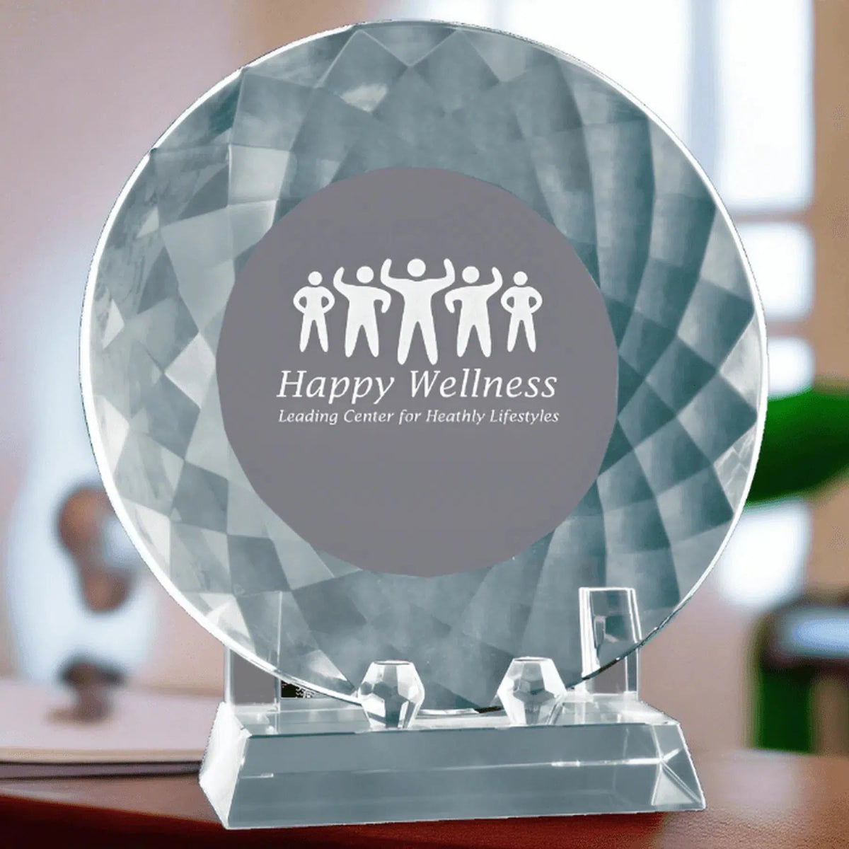 Crystal Recognition Plate with Pedestal Base for Awards and Milestones 7 3/4"