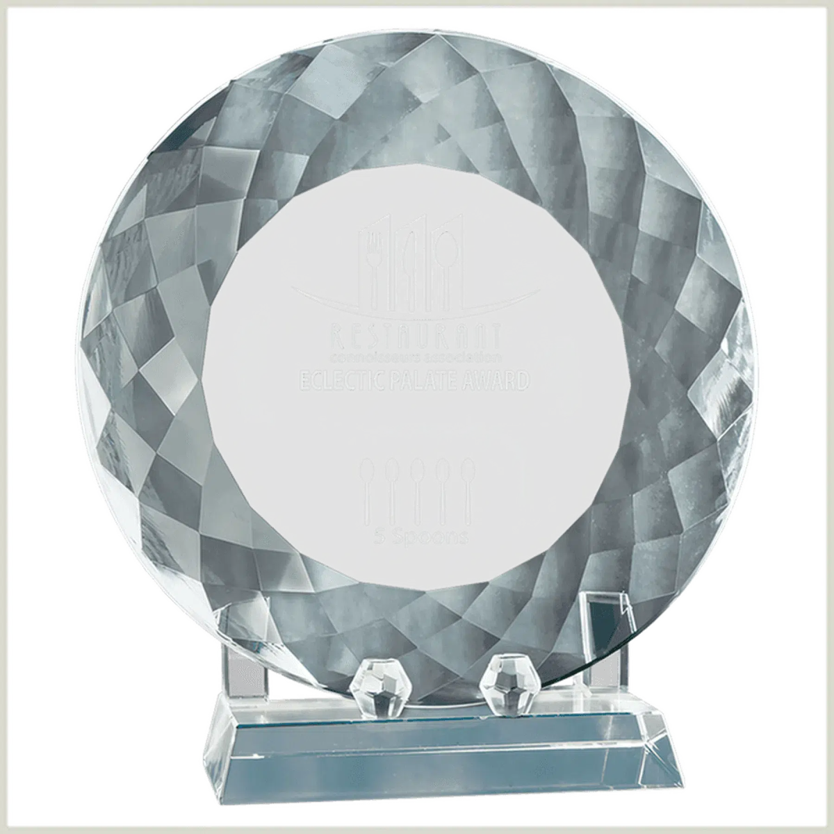 Crystal Recognition Plate with Pedestal Base for Awards and Milestones 7 3/4"