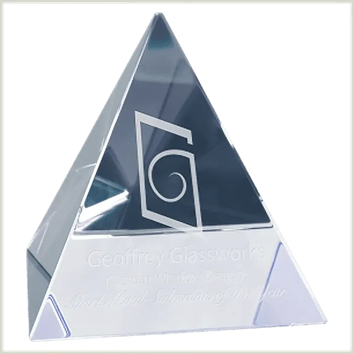 Laser Etched Crystal Triangles & Pyramids – For Awards and Recognition Pyramid / Clear Crystal / 2 3/8"