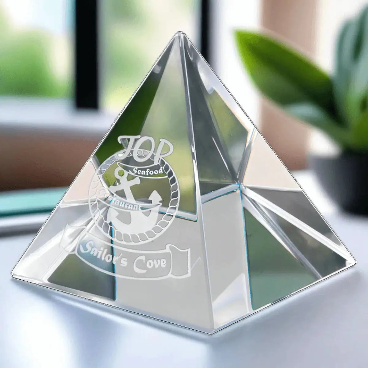 Laser Etched Crystal Triangles & Pyramids – For Awards and Recognition Pyramid / Clear Crystal / 2 3/8"