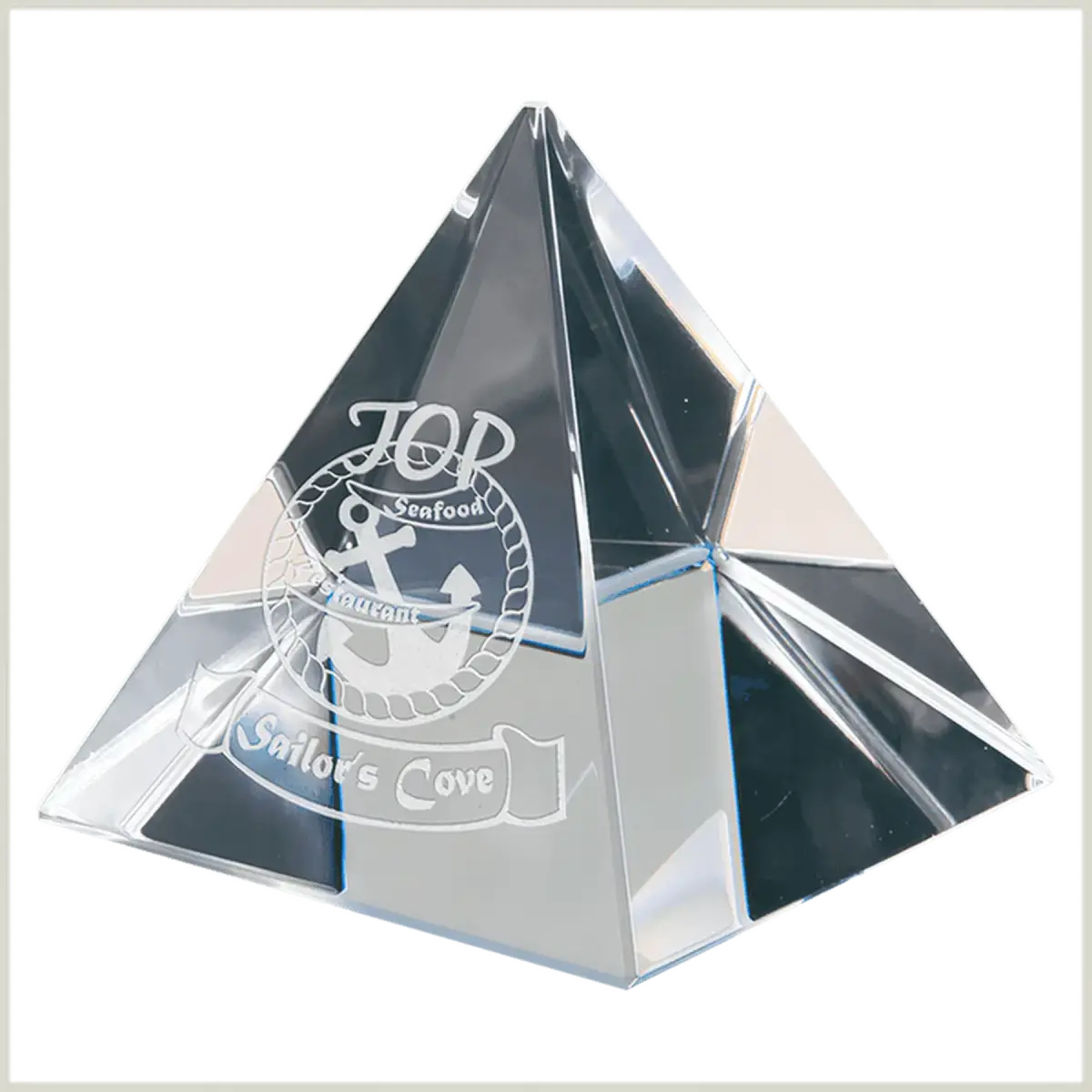 Laser Etched Crystal Triangles & Pyramids – For Awards and Recognition Pyramid / Clear Crystal / 2 3/8"
