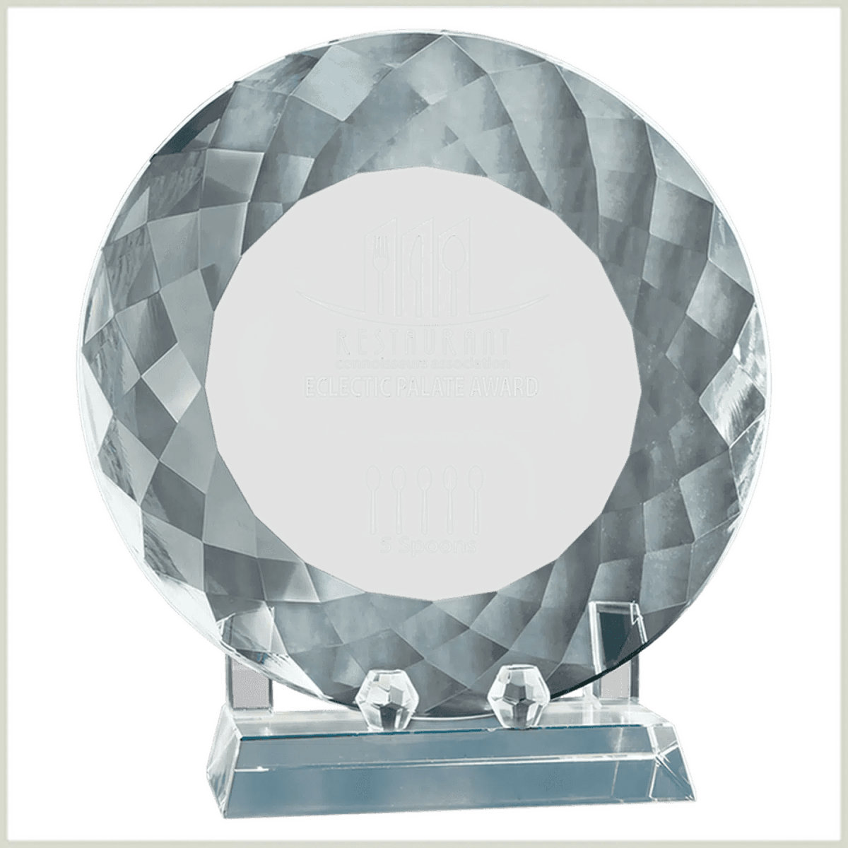 Crystal Recognition Plate with Pedestal Base for Awards and Milestones - 8 1/2"