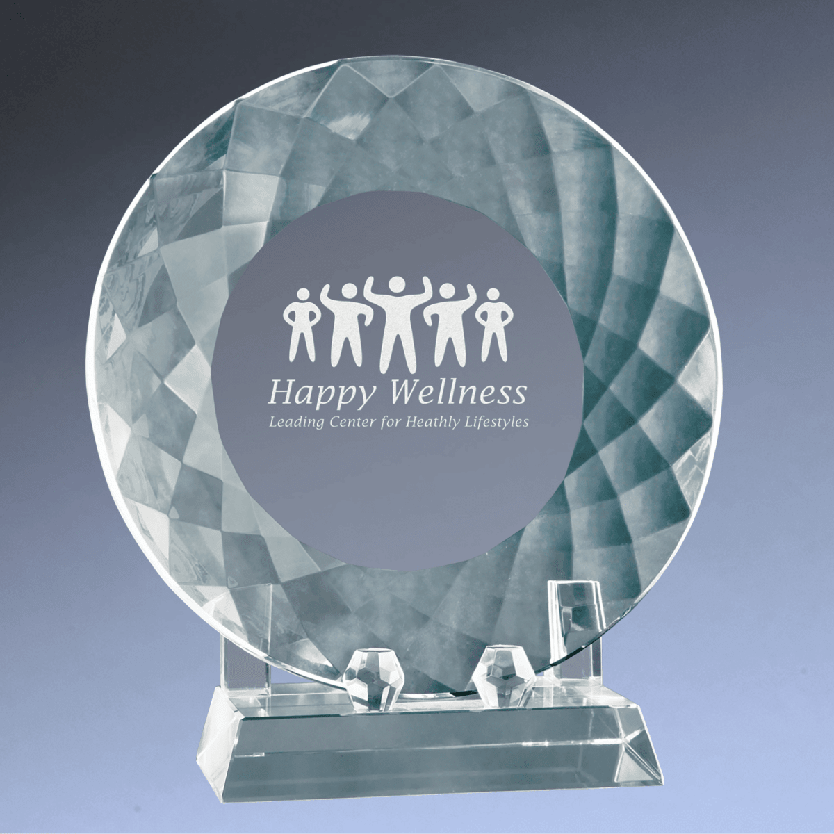 Crystal Recognition Plate with Pedestal Base for Awards and Milestones - 7 3/4"