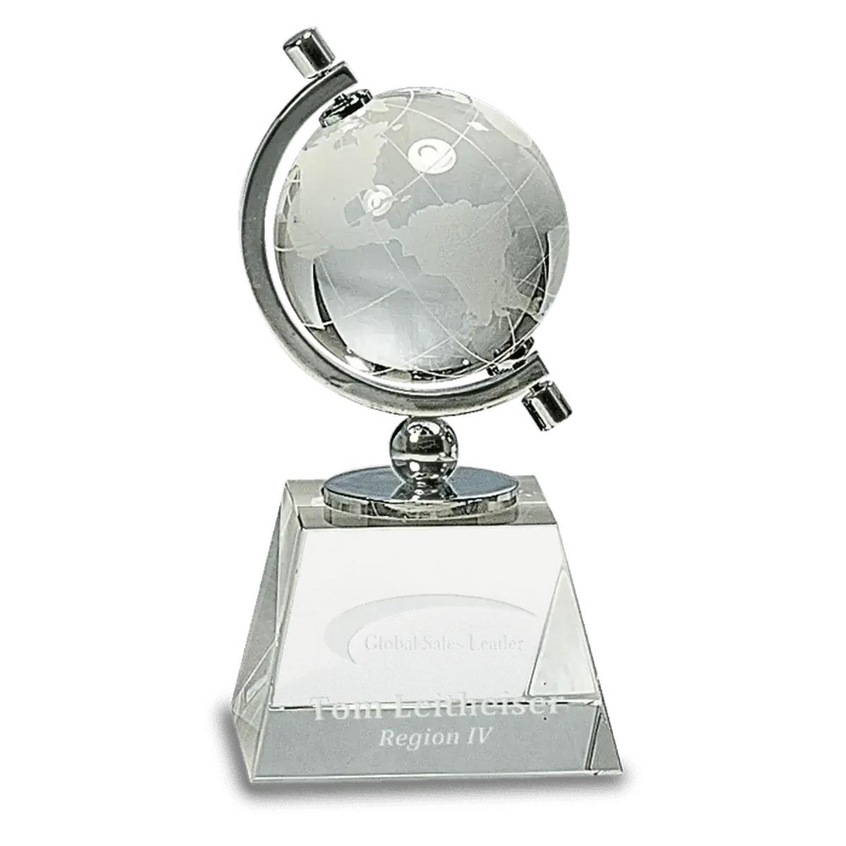 Laser Etched Crystal Globe Awards, Paperweights and Gifts Paperweight / Clear Globe/Flat Bottom / 3"