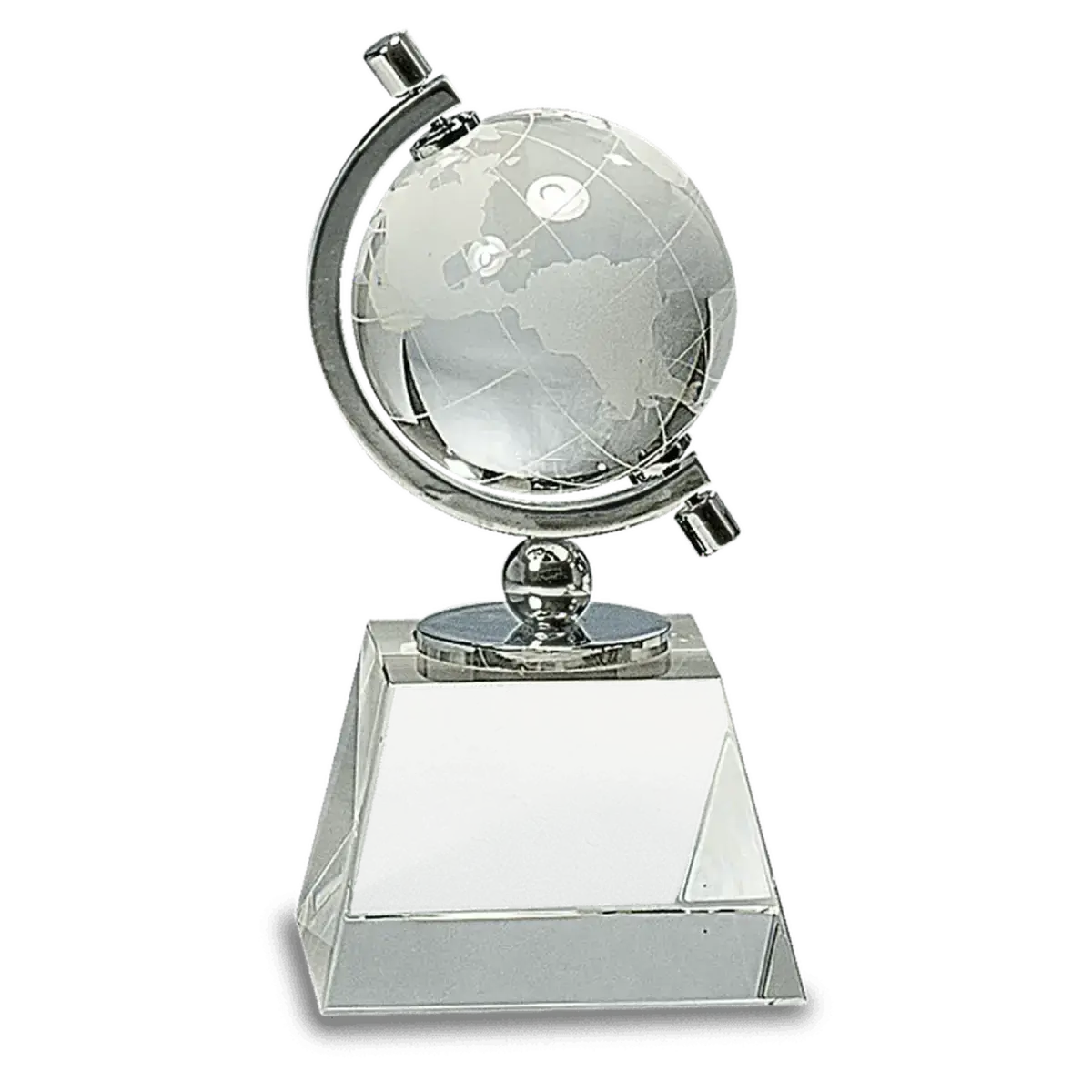 Laser Etched Crystal Globe Awards, Paperweights and Gifts Paperweight / Clear Globe/Flat Bottom / 3"