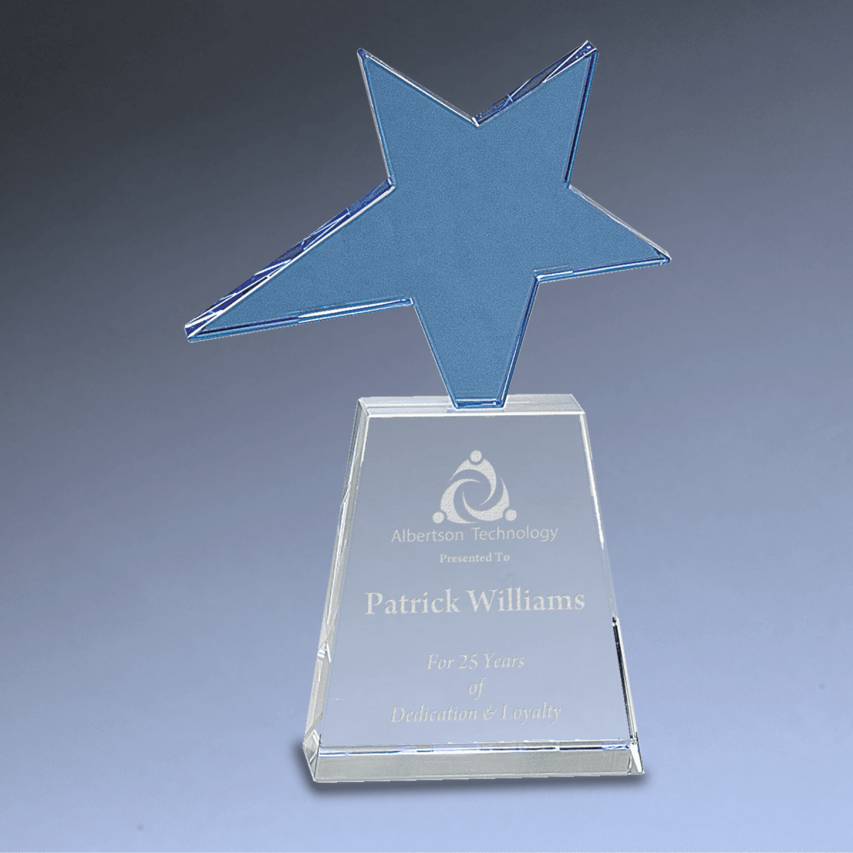 Crystal Star Awards - Blue Crystal Star on Base
