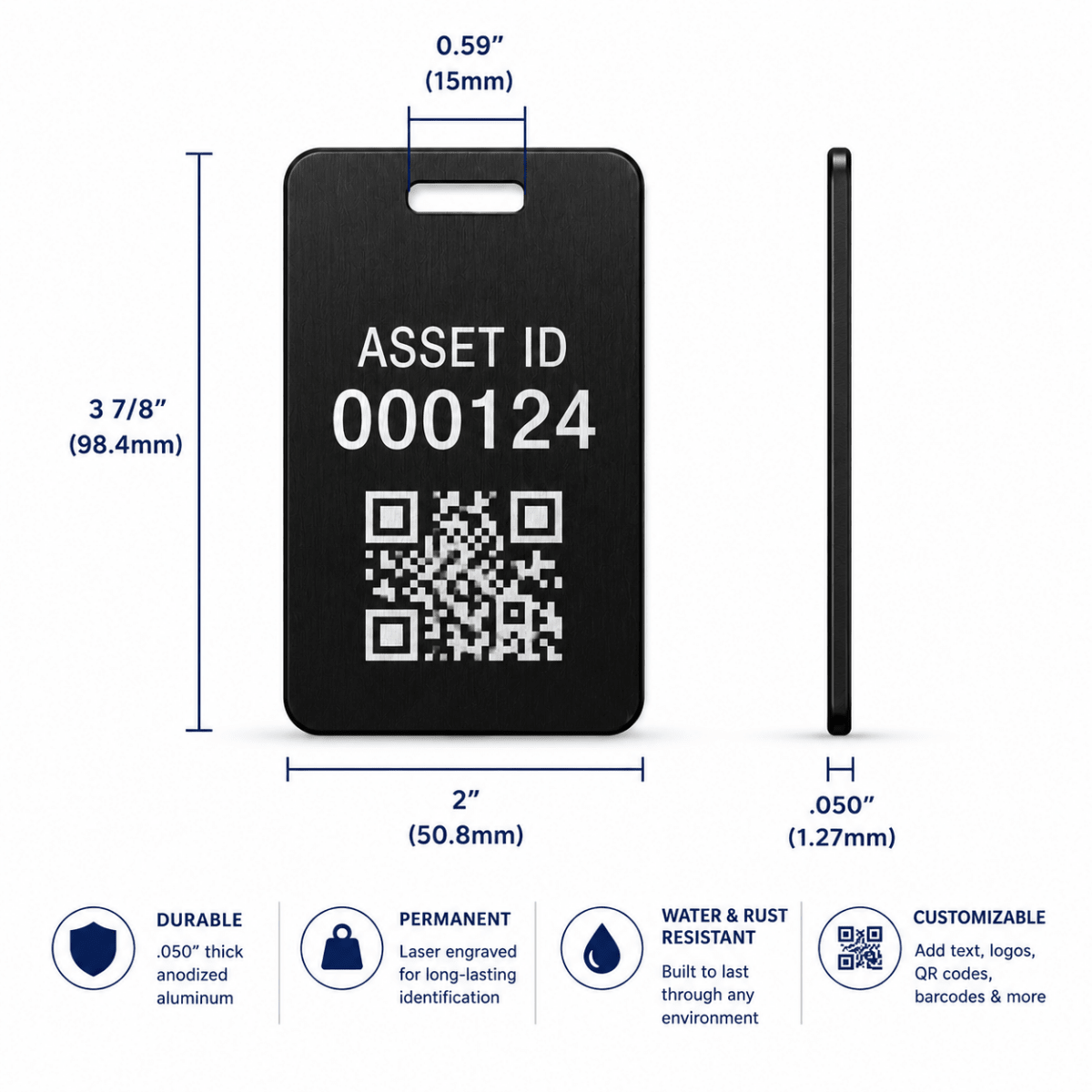 Custom Aluminum ID Tags & Asset Labels - Black