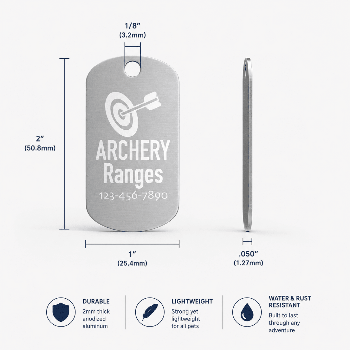 Custom Aluminum Tags - GI Style ID Tags - Black