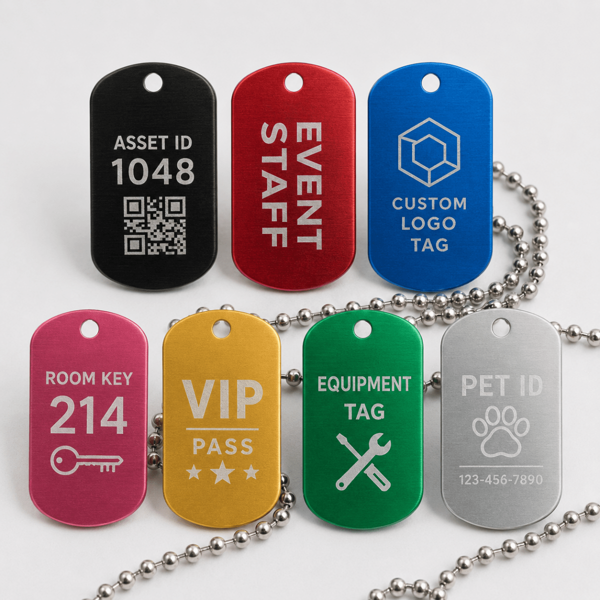 Custom Aluminum GI Style ID Tags - For Events and Identification