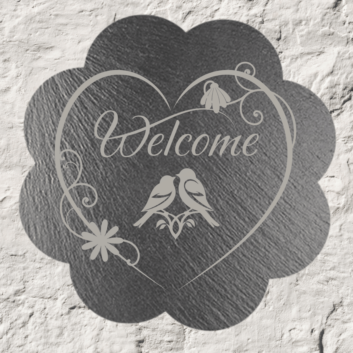 Custom Daisy-Shaped Slate Plaque with Personalized Engraving Welcome / 10" x 10"