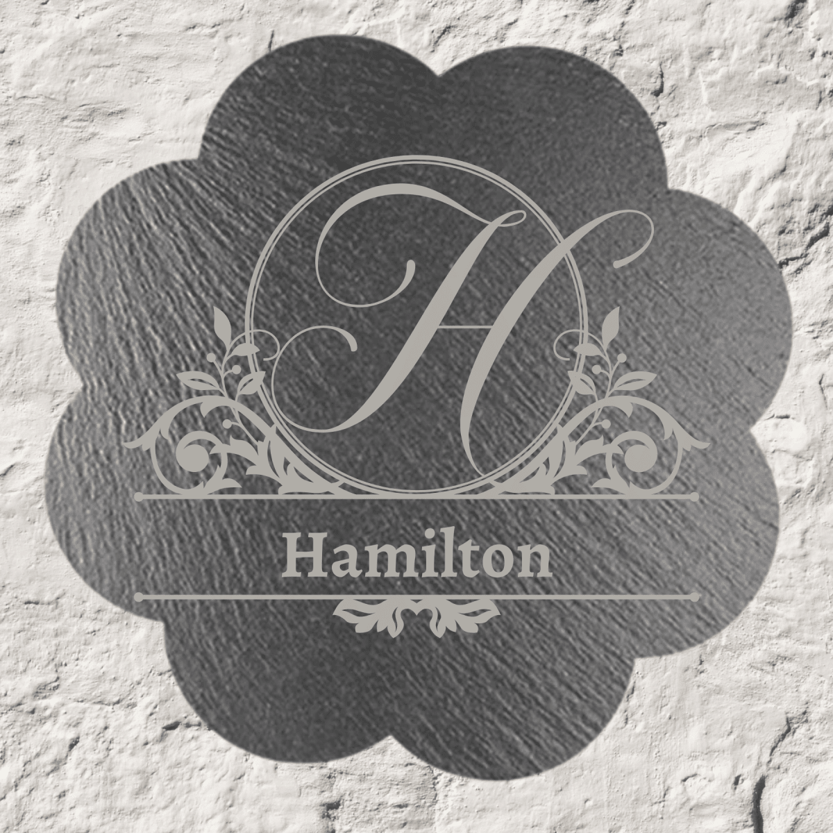 Custom Daisy - Shaped Slate Plaque with Personalized Engraving - Monogram - Add Initial and Name (2 Areas
