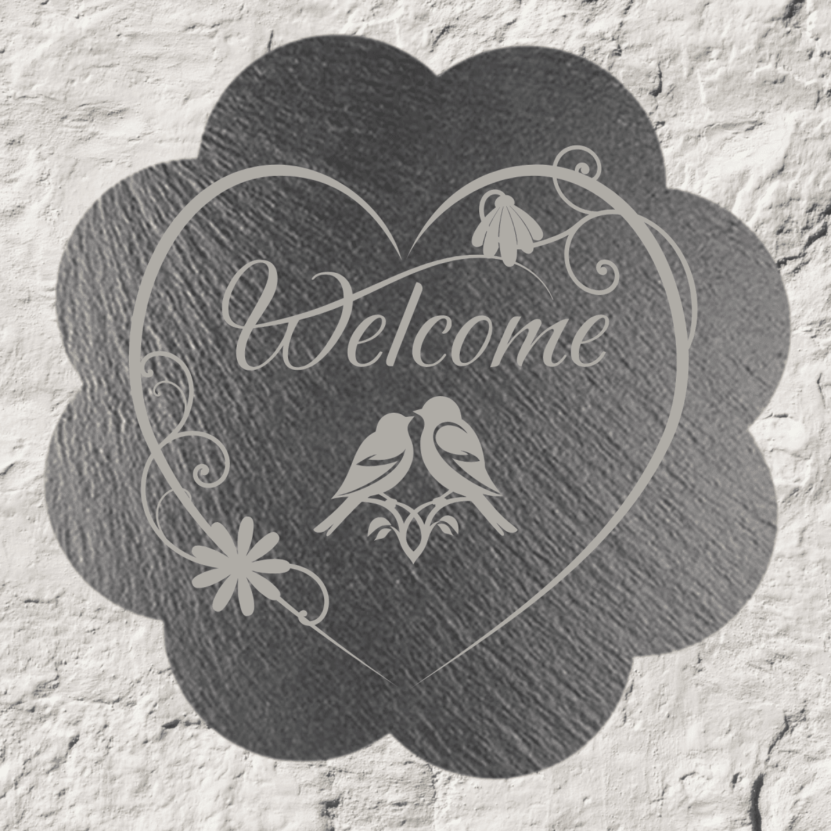 Custom Daisy - Shaped Slate Plaque with Personalized Engraving - Welcome