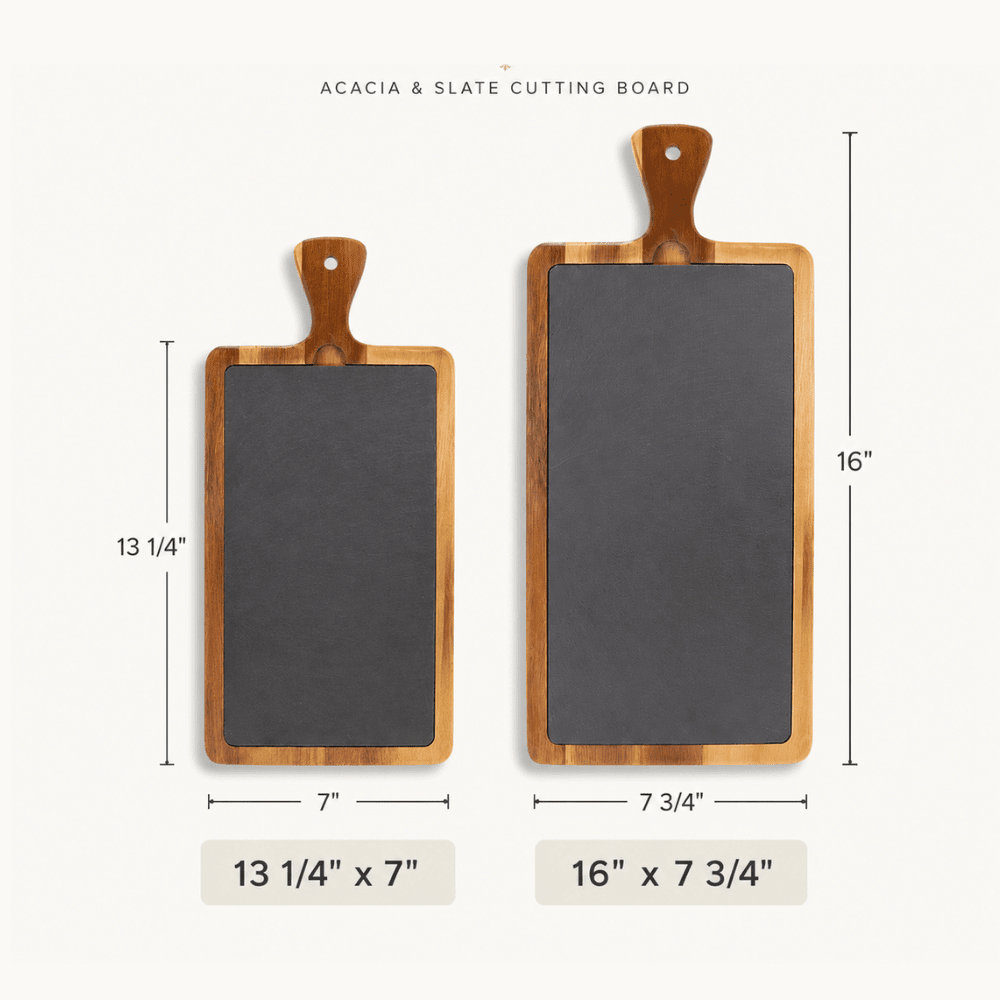 Custom Engraved Acacia & Slate Charcuterie Board with Paddle Handle -