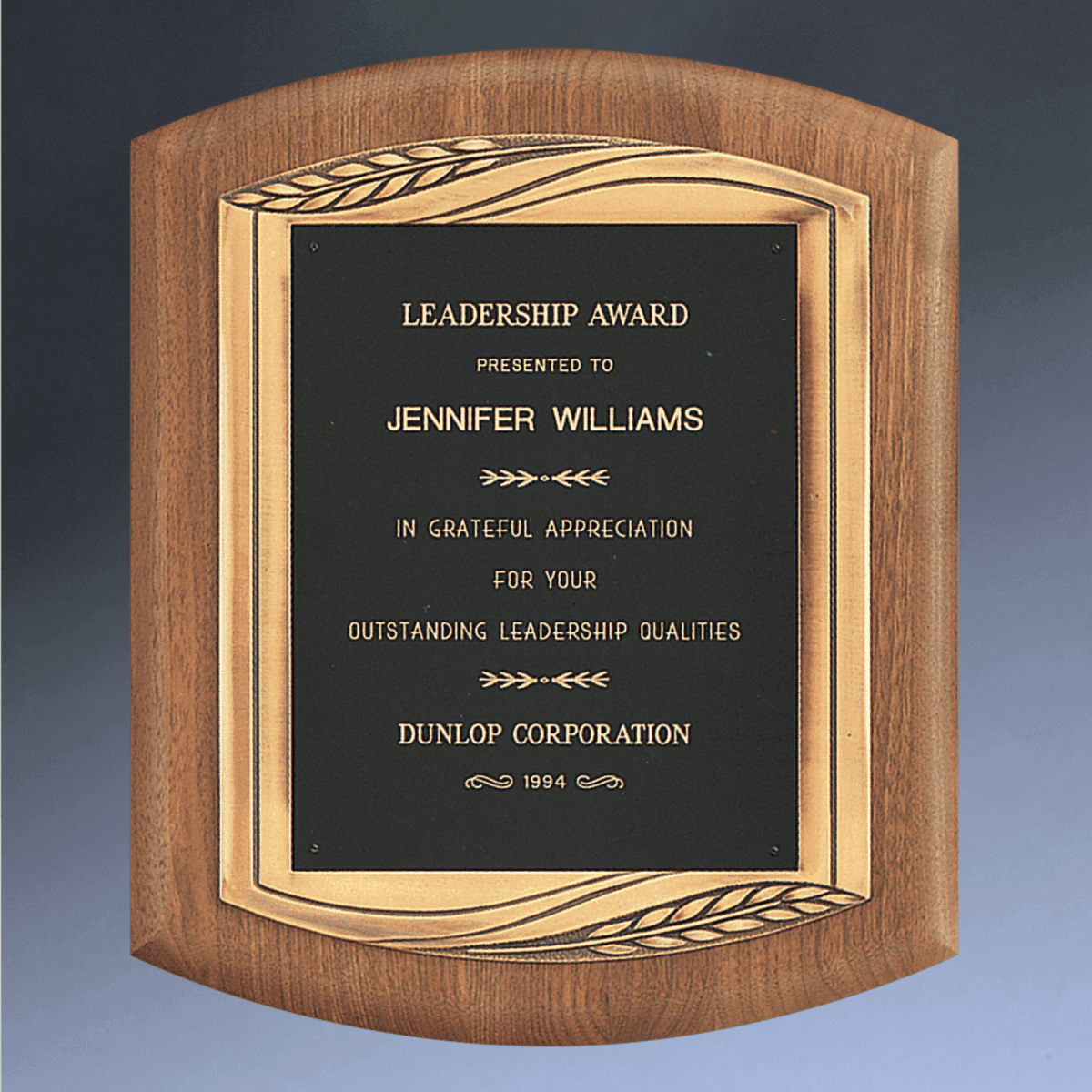 Custom Engraved American Walnut Recognition Plaque with Bronze Frame - 11 1/2" (L) x 14" (H)