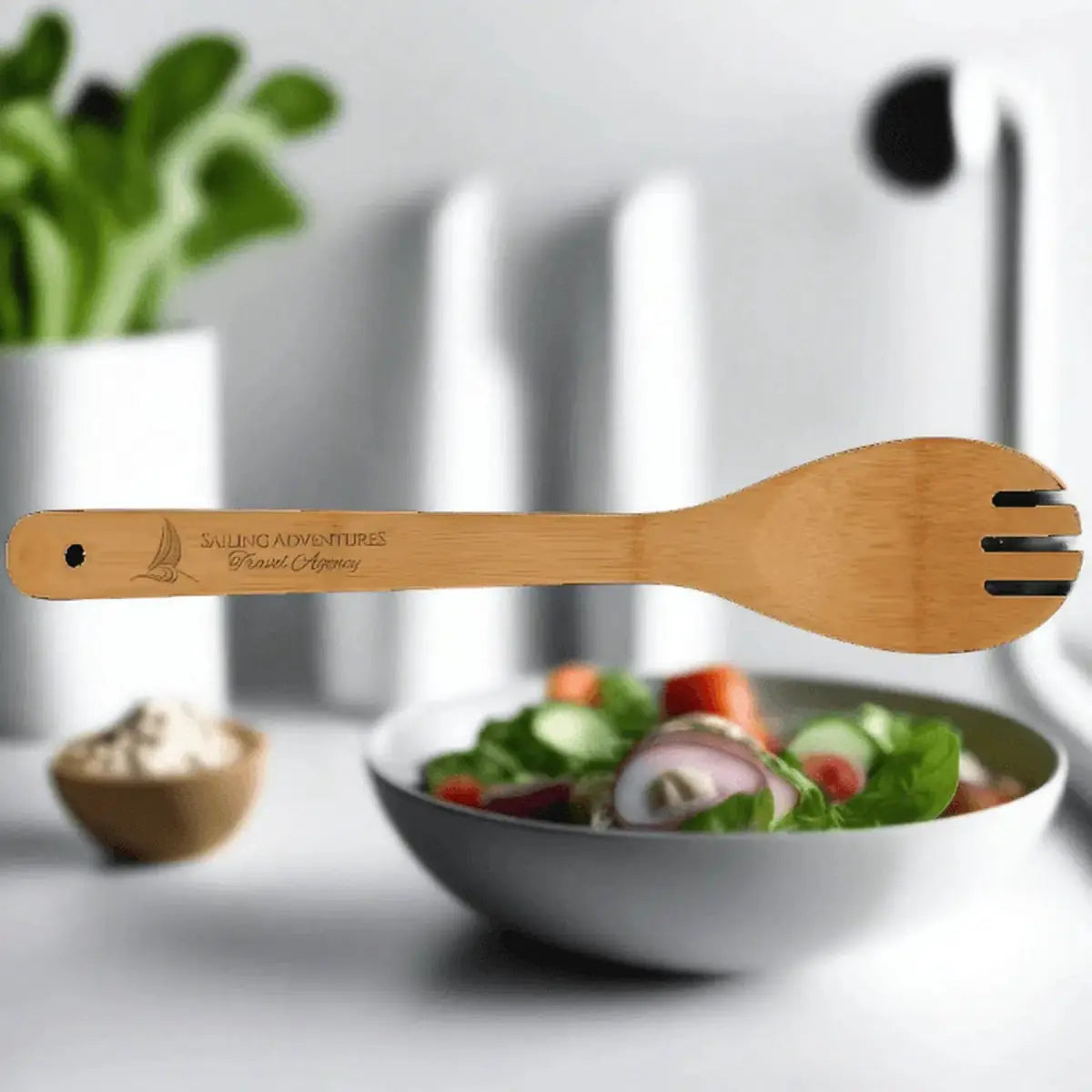Personalized Bamboo Kitchen Utensils - Ideal Gift for Cooking Enthusiasts Salad Spork / 12" / Bamboo