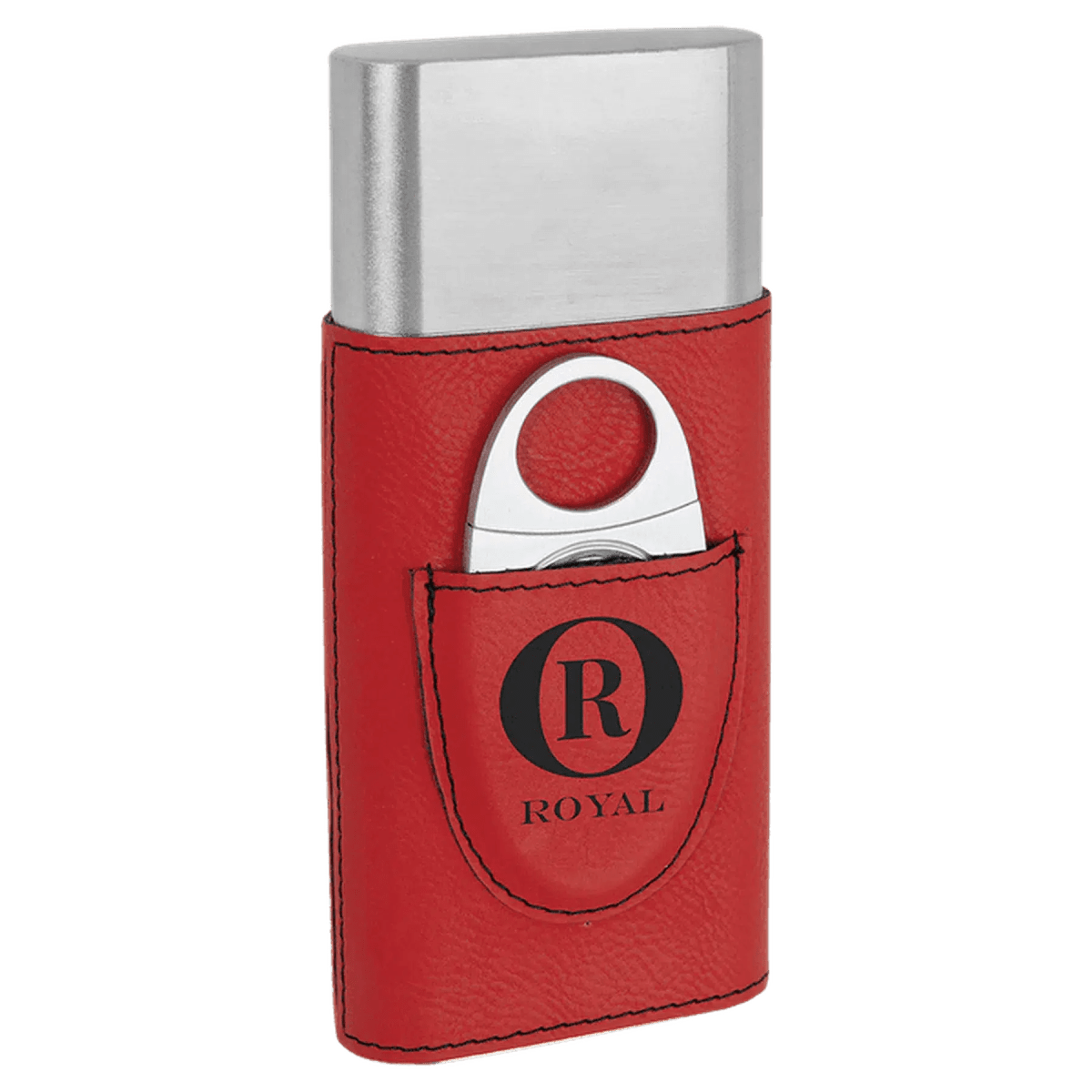 Custom Engraved Cigar Cases with Cutter in Leatherette - Red