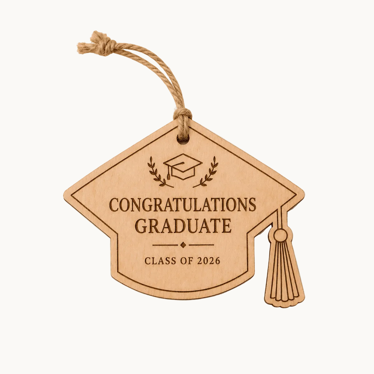 Custom Engraved Gift Notes - Wood Graduation Cap with String