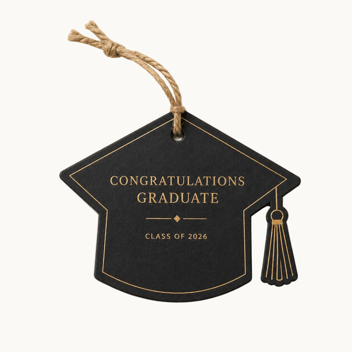 Custom Engraved Gift Notes - Black Cardstock Graduation Cap with String