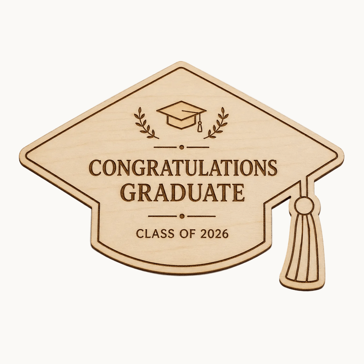 Custom Engraved Gift Notes - Wood Graduation Cap