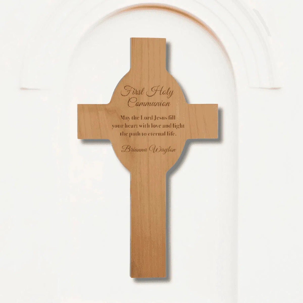 Custom Engraved Red Alder Wood Wall Cross - 8" x 13 5/8"