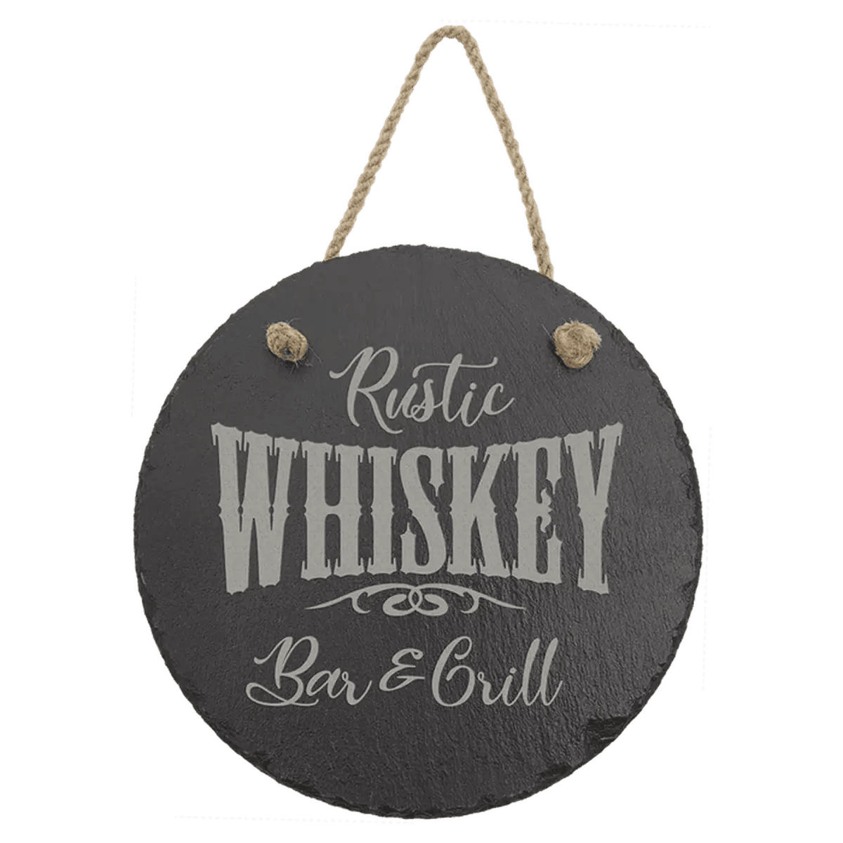 Custom Engraved Slate Signs – Hanging Rustic Decor for Home or Business - Round