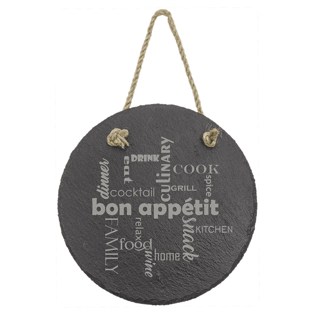 Custom Engraved Slate Signs – Hanging Rustic Decor for Home or Business - Round