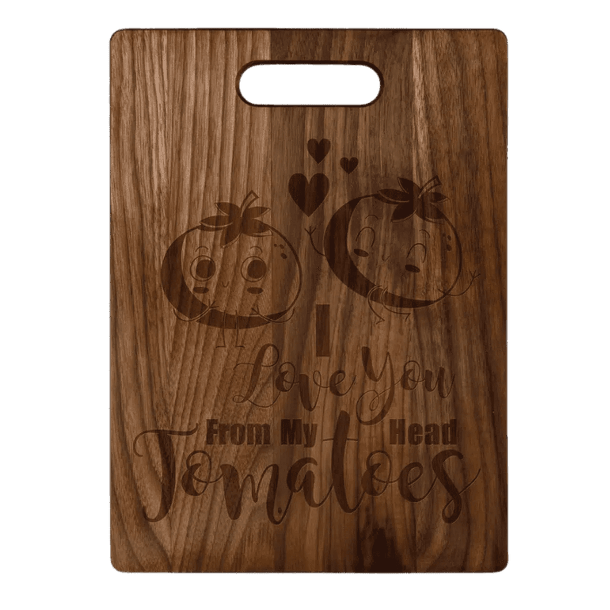 Custom Engraved Walnut Cutting Boards with Paddle Handle - 13 3/4" x 9 3/4"