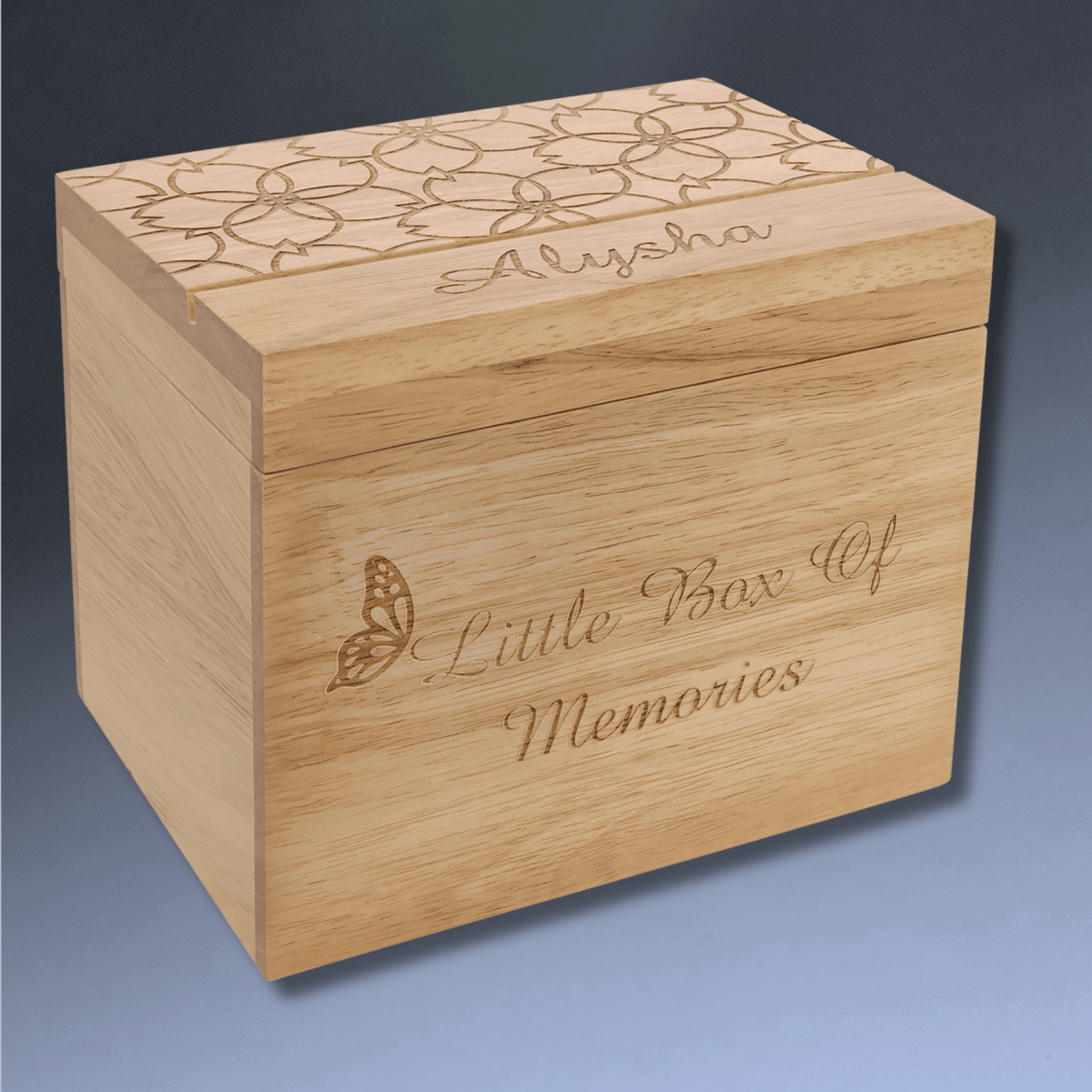Custom Engraved Wood Keepsake and Photo Box - 6 5/8" (L) x 4 7/8" (W) x 5 1/2" (H)
