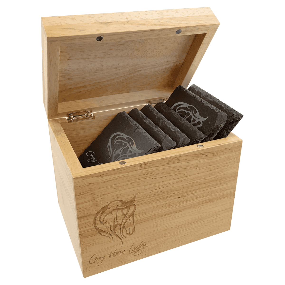 Custom Engraved Wood Keepsake Box - Personalized Memory Box 6 5/8" (L) x 4 7/8" (W) x 5 1/2" (H)