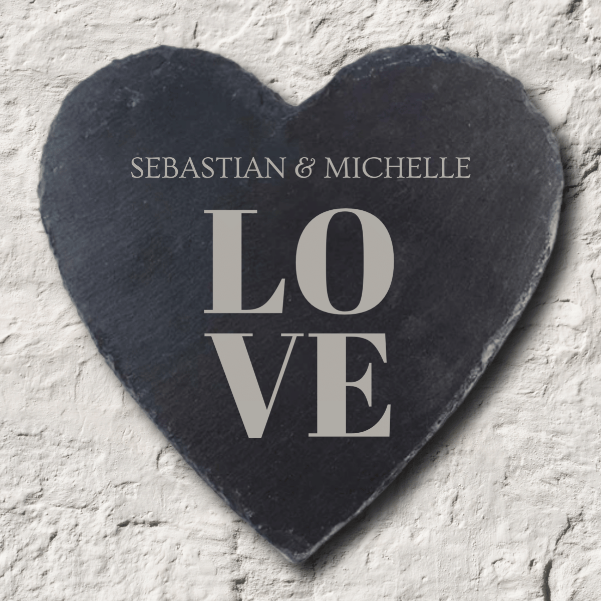 Custom Heart-Shaped Slate Plaque with Personalized Engraving LOVE - Add Names / 10" x 10"