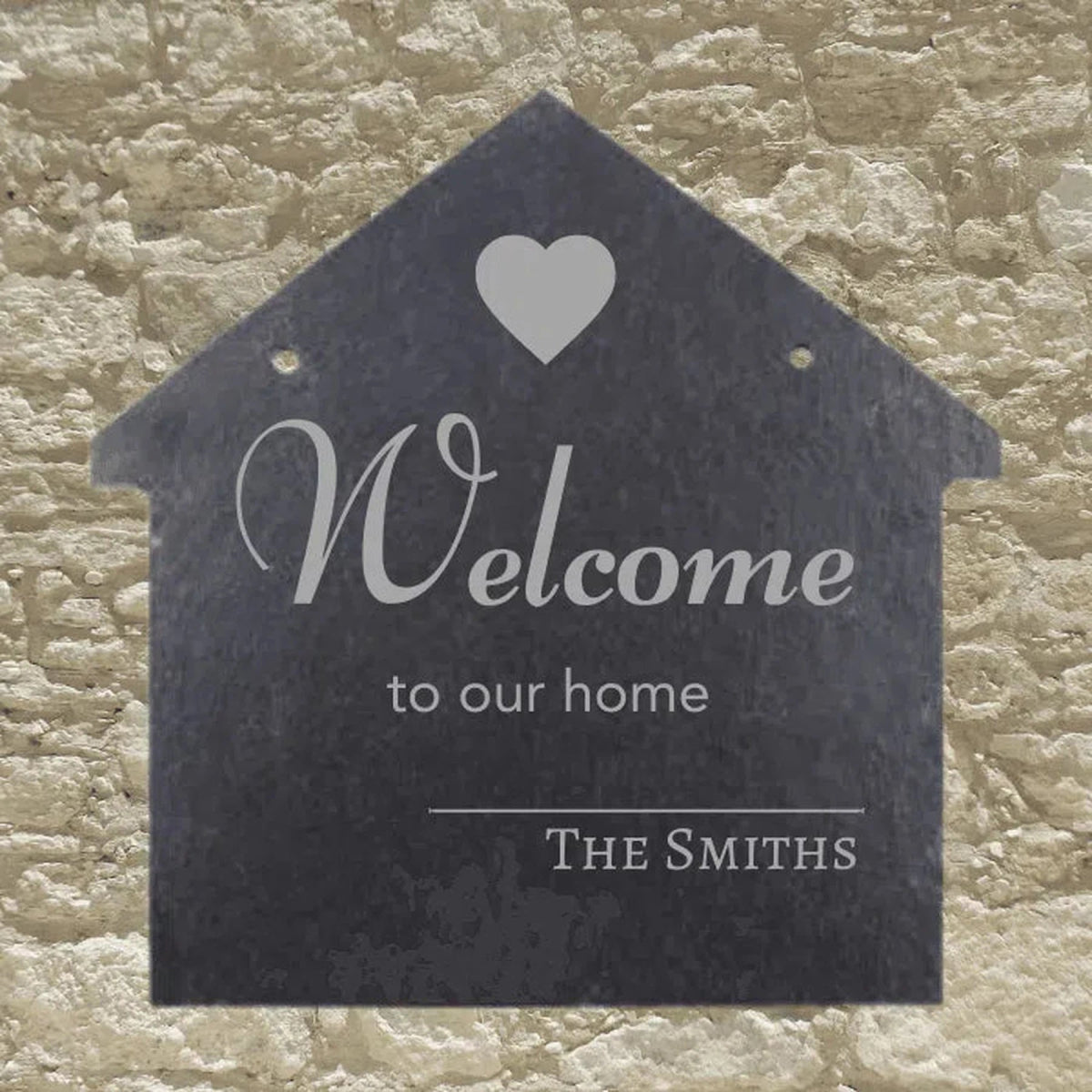 Engraved House-Shaped Slate Plaques - Customizable Welcome Signs 8" x 8" / Welcome Home Ohio Sign