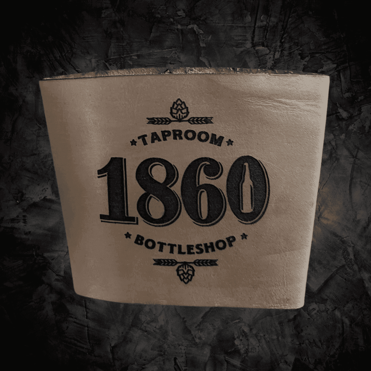Custom Leather Pint Glass Sleeve with Engraved Personalization - 3.5"