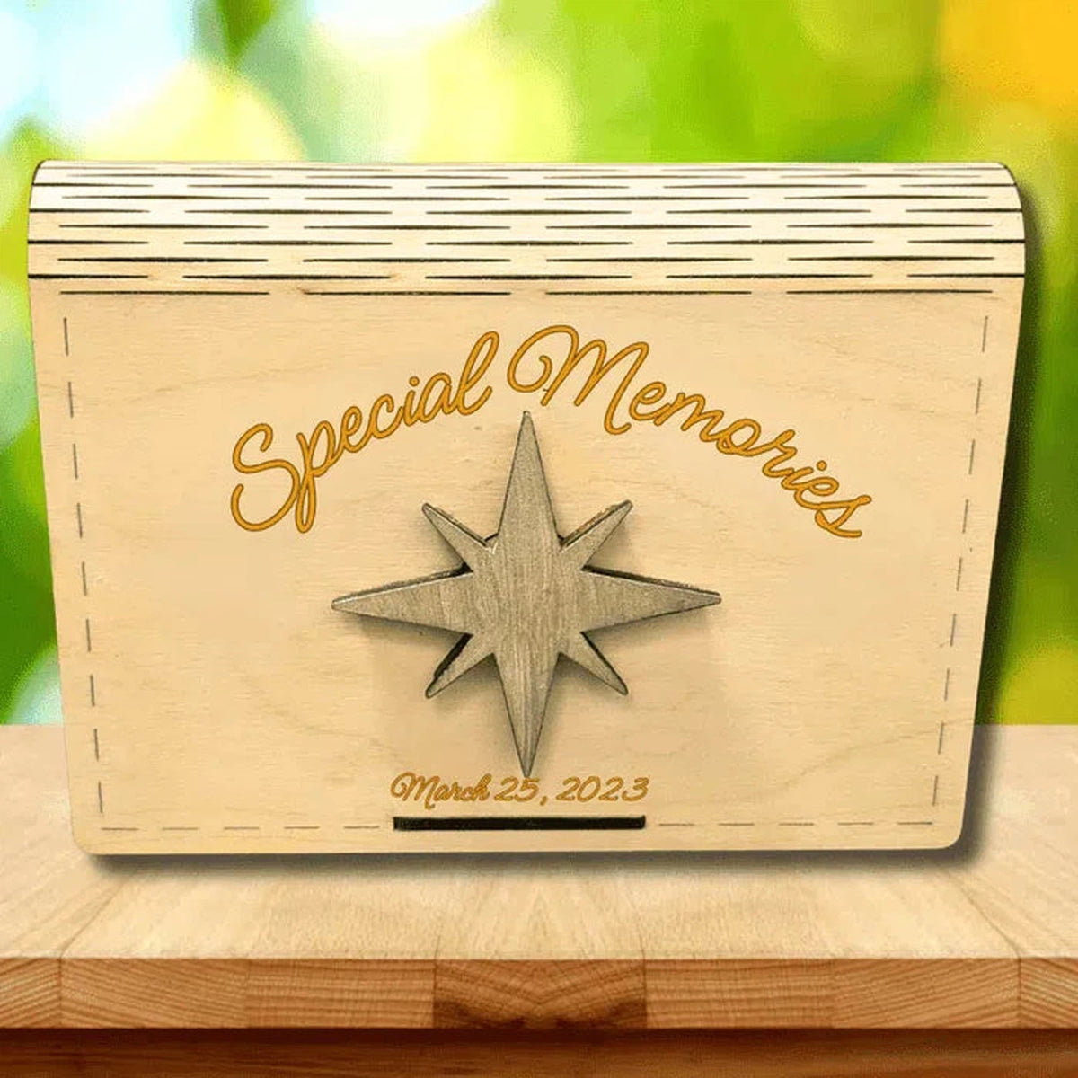 Hand-Crafted Keepsake Box with Locking Mechanism Small (4" x 6" x 1") / Star