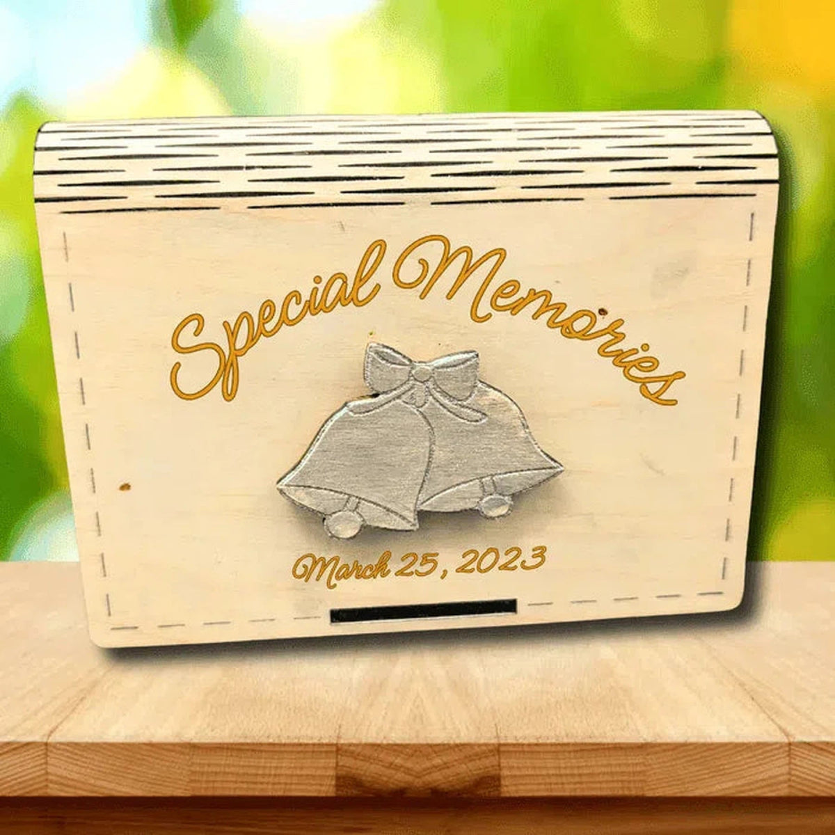 Hand-Crafted Keepsake Box with Locking Mechanism Small (4" x 6" x 1") / Bells